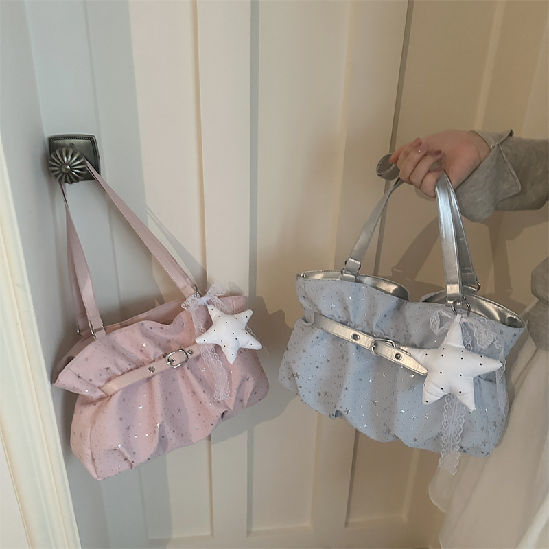2026 Summer New Star Polka Dot Bow Underarm Korean Style Women's Fashion Commuting Large Capacity Tote Bag