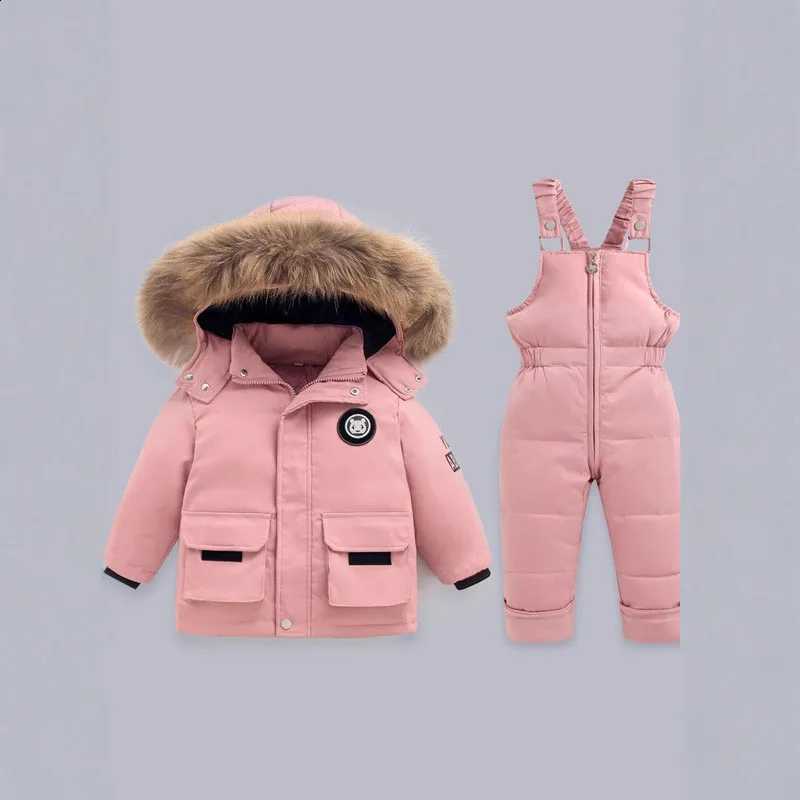 Thick -30 Suit Winter Down Warm Sets Boys Girls Hooded Jackets Overalls 2 Pcs Kids Parka Snow Wear Outfits 2-5Years J260917