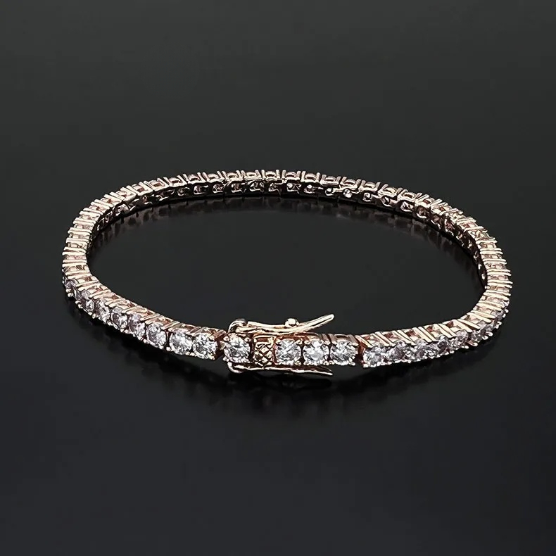 2026newTennis Women 5mm Full Diamond Zircon 18K Real Gold Bracelet Luxury Wedding Jewelryaaa+