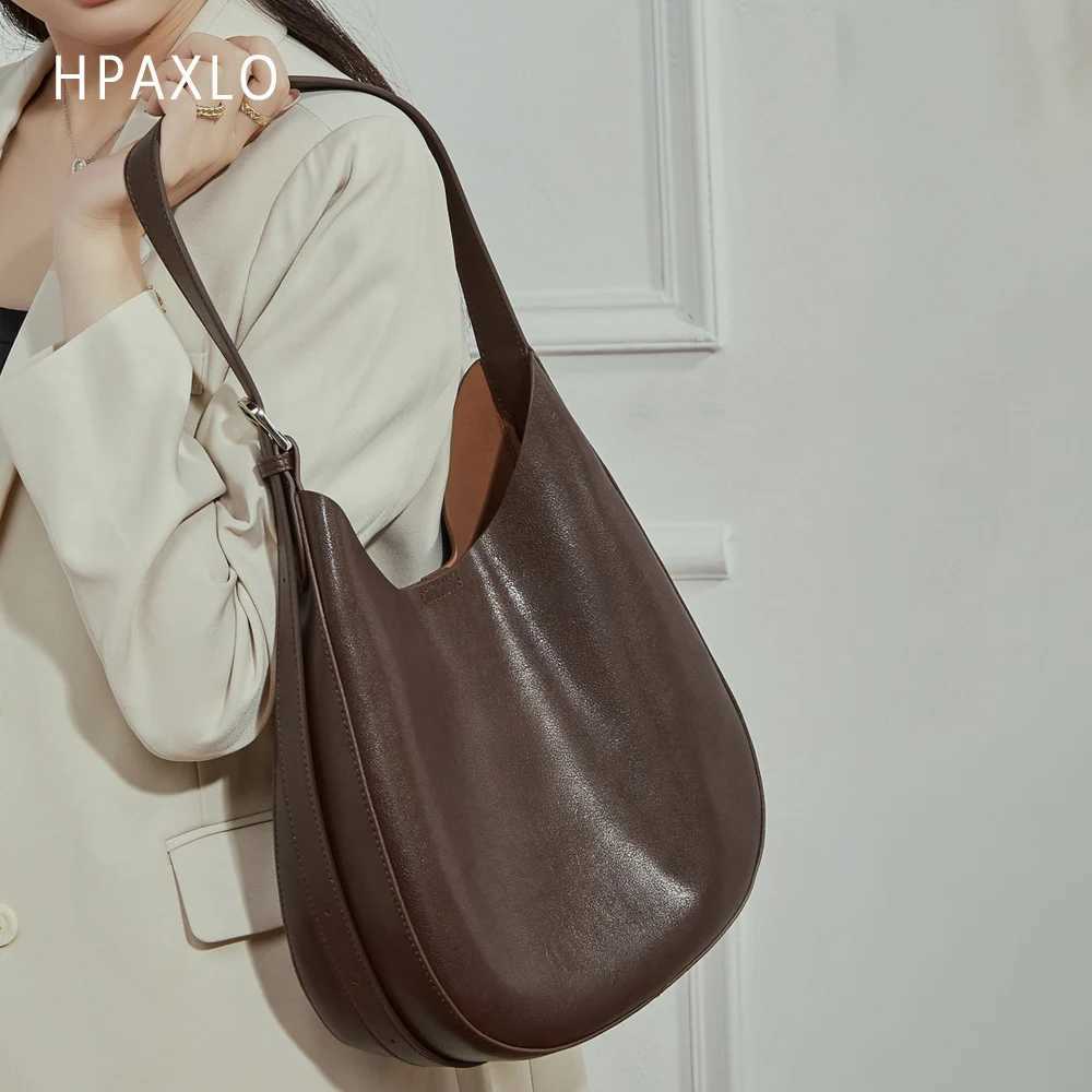 Genuine Trendy Crescent Moon Bag Leather Shoulder Purse Women Crossbody Tote Sling Designer Unique Versatile Fashion Women's bag H260905