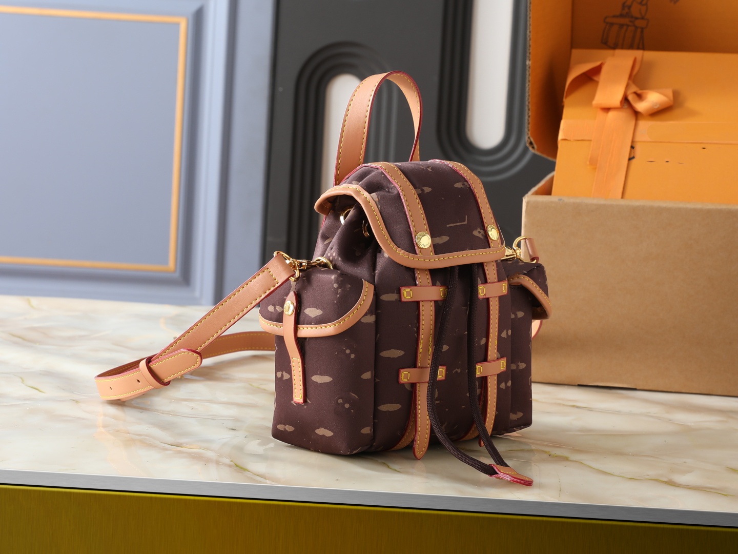 Backpack Designer Shoulder bag Nano Christopher East West Female Student pu Leather Bags Women Mini Travel Bagpacks Brown Flower Suitable for daily