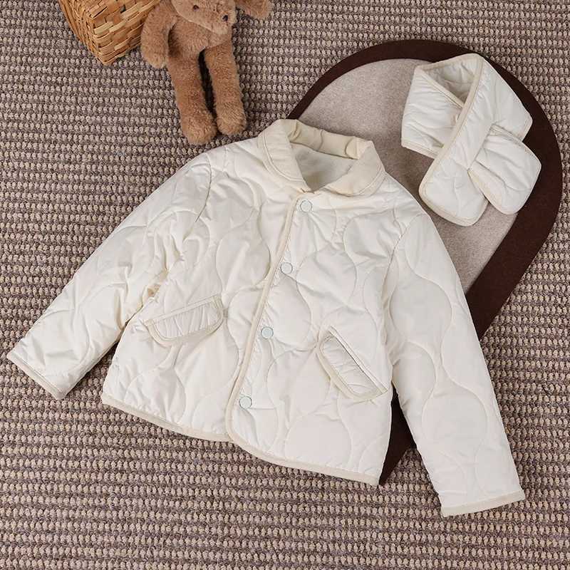 With Children's Parkas Quilted Jacket Scarf New Arrival Boys' Girls' Long-Sleeve Fleece-Lined Warm Winter Coats Kids Clothes J260917