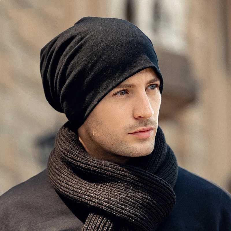 New Solid Color Baggy Slouchy Beanies Hat For Man Male Autumn Spring Hip Hop Soft Ear Warmer Skullcaps Outdoor Windproof BonnetT260916
