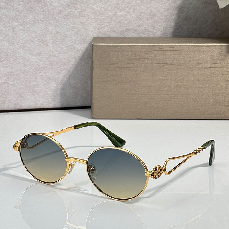 BV1799LU Fashion designer Sunglasses blue gradient lenses metal diamond snake head green acetate mirror legs round men women sunglasses beach vacati