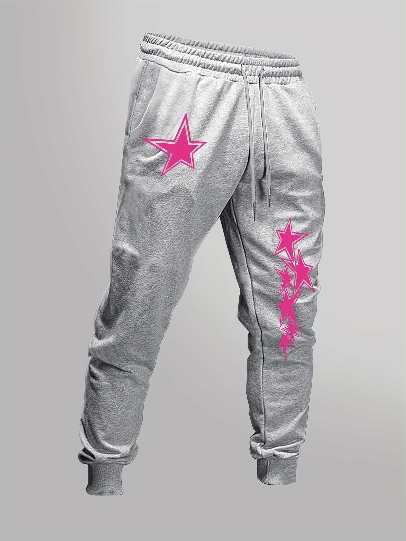 fivepointed Multilayer outlined star combined geometric graphic print sweatpants men hip hop sports jogger trousersT260917