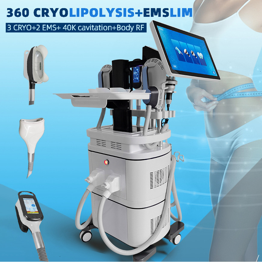 Non-Exercise Cavitation and Cryolipolysis Machine with EMSlim for Slimming Body Shape Muscle Sculpting HI-EMT Fat Burning Cryo Pain Relief Skin Smoo