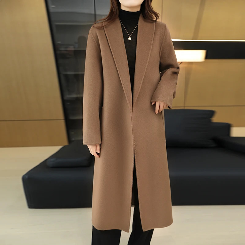 Autumn and Winter Women's Cashmere Long Coat Jacket Classic Versatile Fashion Temperament Suitable for Business Leisure 260917