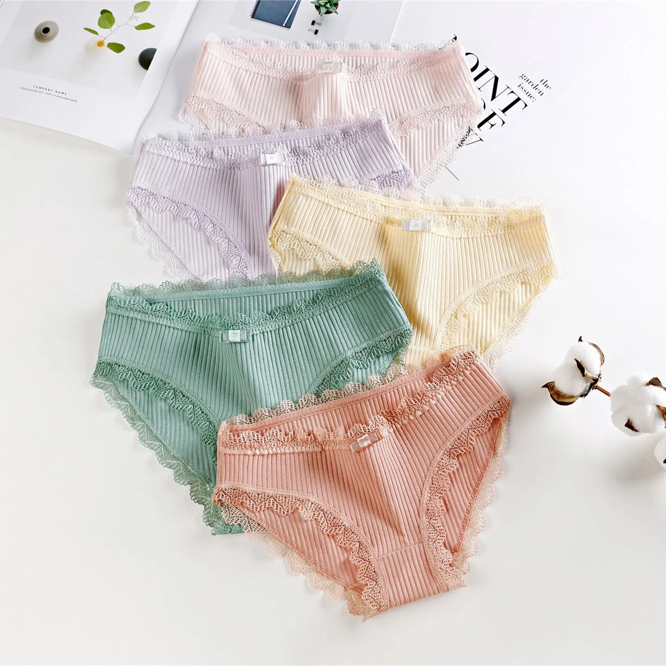 Lingerie Underwear Women Bow Lace Panties Briefs Low Waist Solid Color Girls Cotton Femal Ropa Interior Femenina K019 260917