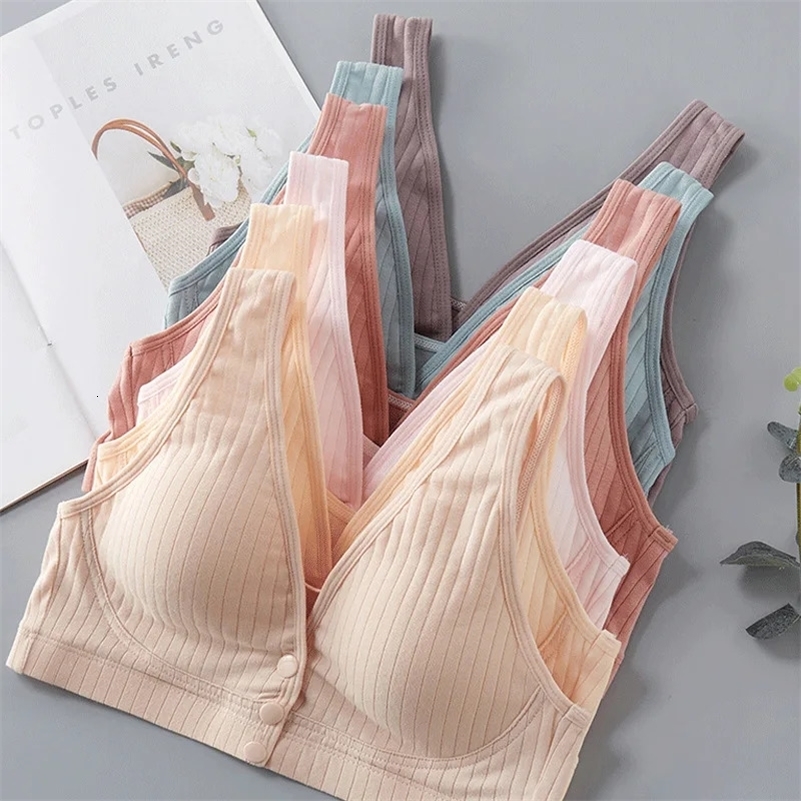 Pure Cotton Nursing Bra Women's Breastfeeding Maternity Underwear Women Pregnancy Plus Size Bralette Gather Crop Top Women260827ww
