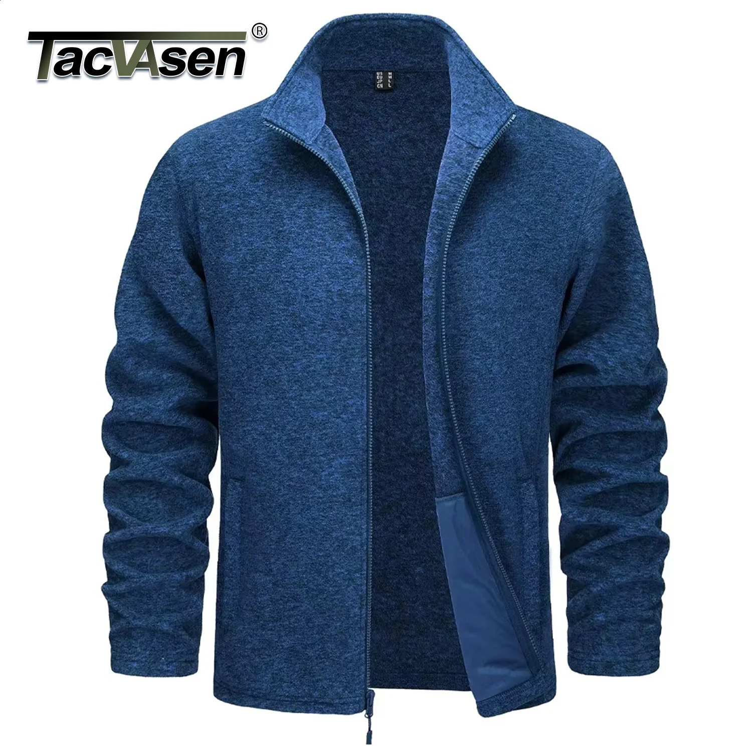 TACVASEN Lightweight Full Zip Fleece Jackets Mens Spring Casual Jacket Outdoor Sportswear With Pockets Stand Collar Outwear Tops 260916