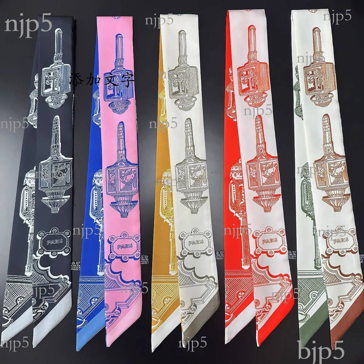 French Street Thin Silk Scarf Light Luxury Retro Neutral Color Tone Multifunctional Bag Handle Strap Hair Accessory Small Ribbon