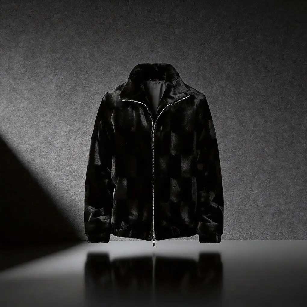 Fur Faux Men's Fleece Black Jacket Winter Warm Mink Coat Alternative Trendy Zip Up Bomber Parka Fluffy OuterwearW260915