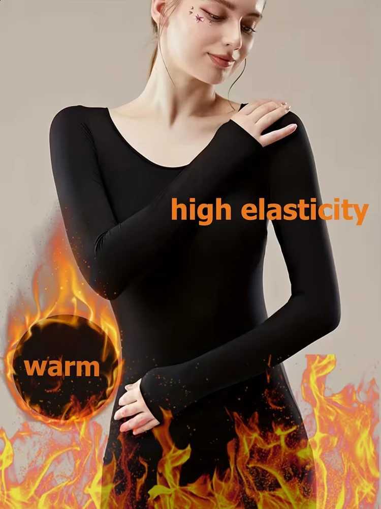 Women's Seamless Thermal Underwear Ultra-Thin Warm Sleepwear Lingerie Long Sleeve Slim Fit Top and Pants Lightweight Homewear H260916