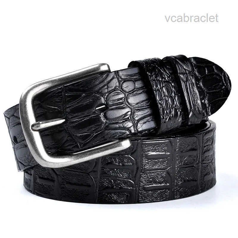 Solid Color Crocodile Fashion Pattern Cowhide Belts for Men Retro Trend Business Leather Belt Clothing Accessories Gift 251110
