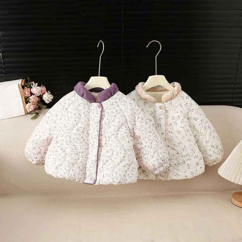 2026 Winter New Hot Selling Children's Collar Color Blocked Floral Thickened Cotton JacketT260916