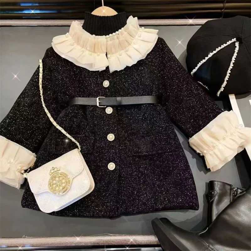 Coat Winter 2025 New Girl Style Cashmere Plaid Wool Coat For 2 3 4 5 6 7 8 Years Old Kids Clothing J260917