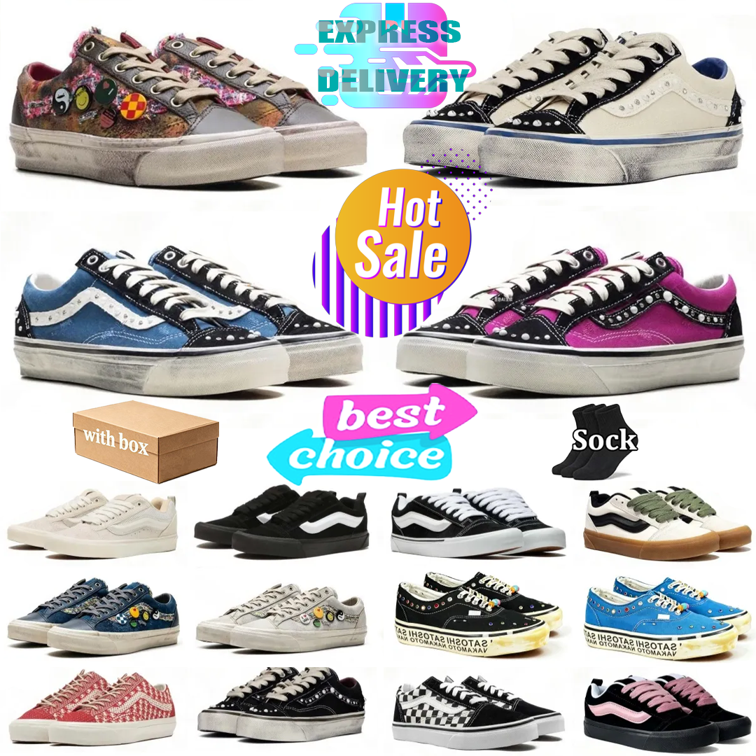 With Box Designer pearlized shoepearl shoes black white stripes low top canvas shoes knu old skools Pink Black Block Pearls Rhinestone sneakers wome