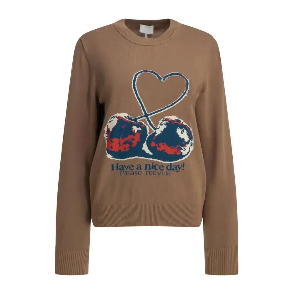 Pulls en laine tricotés pour femmes, jacquard en coton doux, hauts à manches courtes et col rond, élégant, coupe ample, usage quotidien, haut en