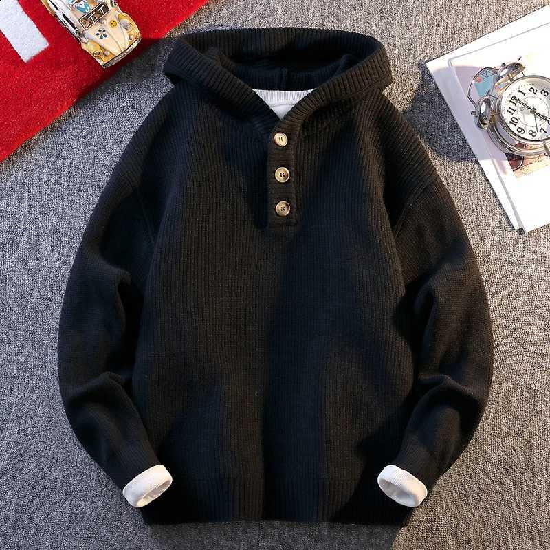 Hooded 2025 Fashion Solid Color High-quality Knitted Sweater Street Trend Autumn Winter Daily Casual Warm PulloverW260915