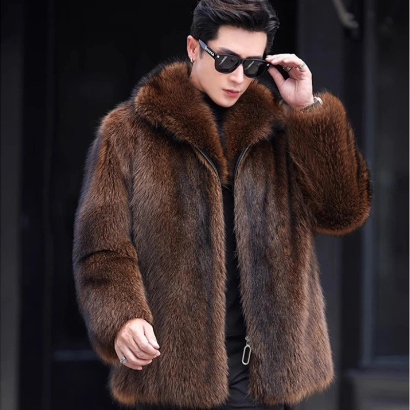 2026 Men Faux Fur Coats Short Jackets Stand Collar Coat Thick Streetwear Jacket Punk Work Zipper Casual Outerwear Autumn Winter 260917