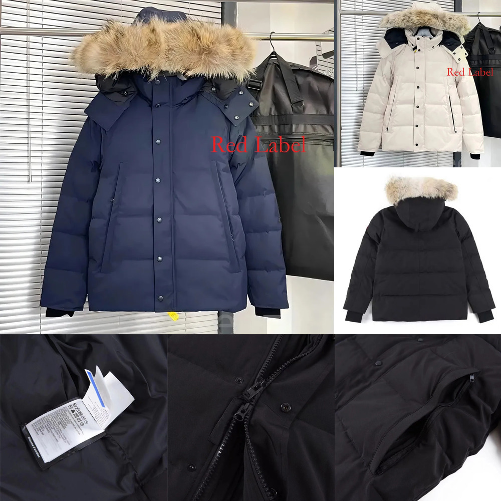 Canadalys Gooseity Jackets Designer Mens Winter Doudoune Wyndham Parka Homme Warm Outerwear Wolf Fur Hooded Fourrure Manteau Coat Hiver Black Badge