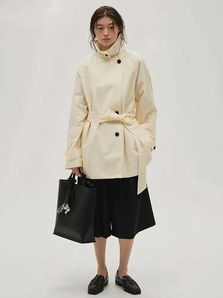 Trench Fashion Khaki Coat Women's Stand Collar Loose Single Breasted Belt Windbreaker Spring Autumn New 7HEGU C260917