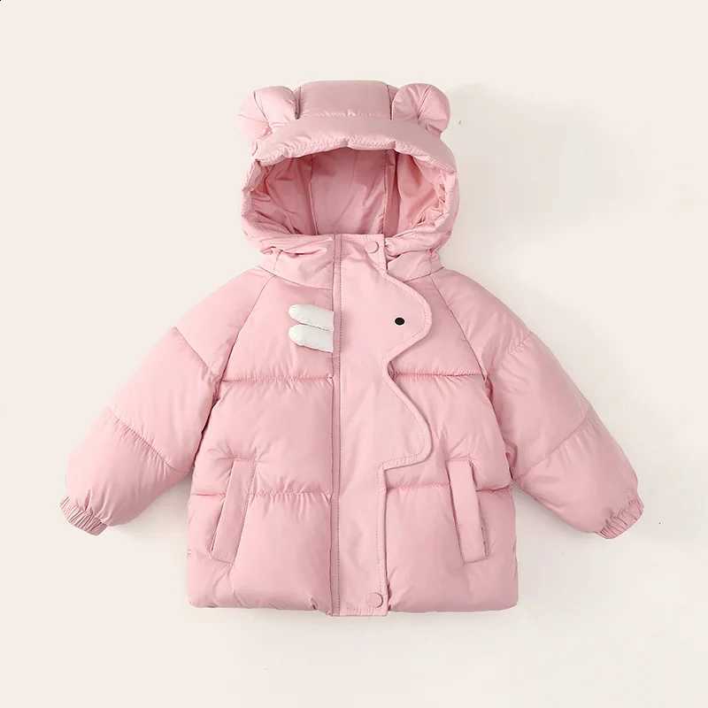 Cotton Toddler Down Kids Hooded Jacket 2026 Autumn Winter Baby Boy Girls 3D Animal Ears Cute Zipper Warm Thick Outerwear J260917