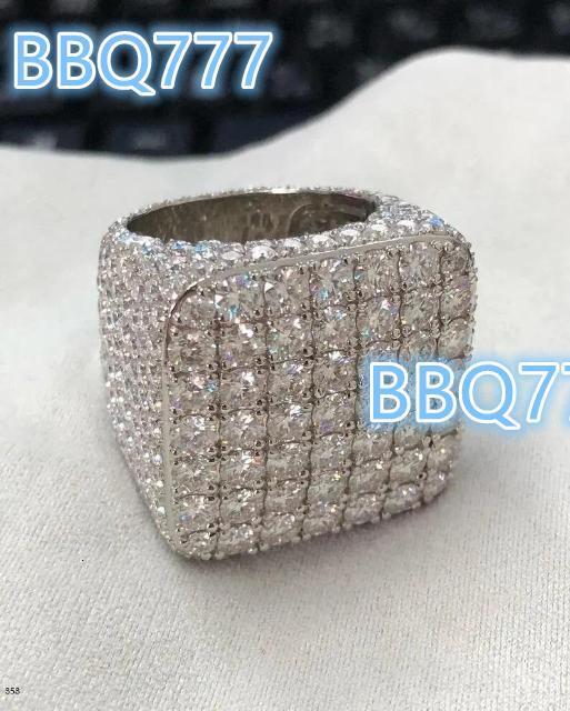 Exclusive Hip Hop 925 Sterling Silver Moissanite Diamond Ring VVS Custom Jewelry for Wedding Party and Gift