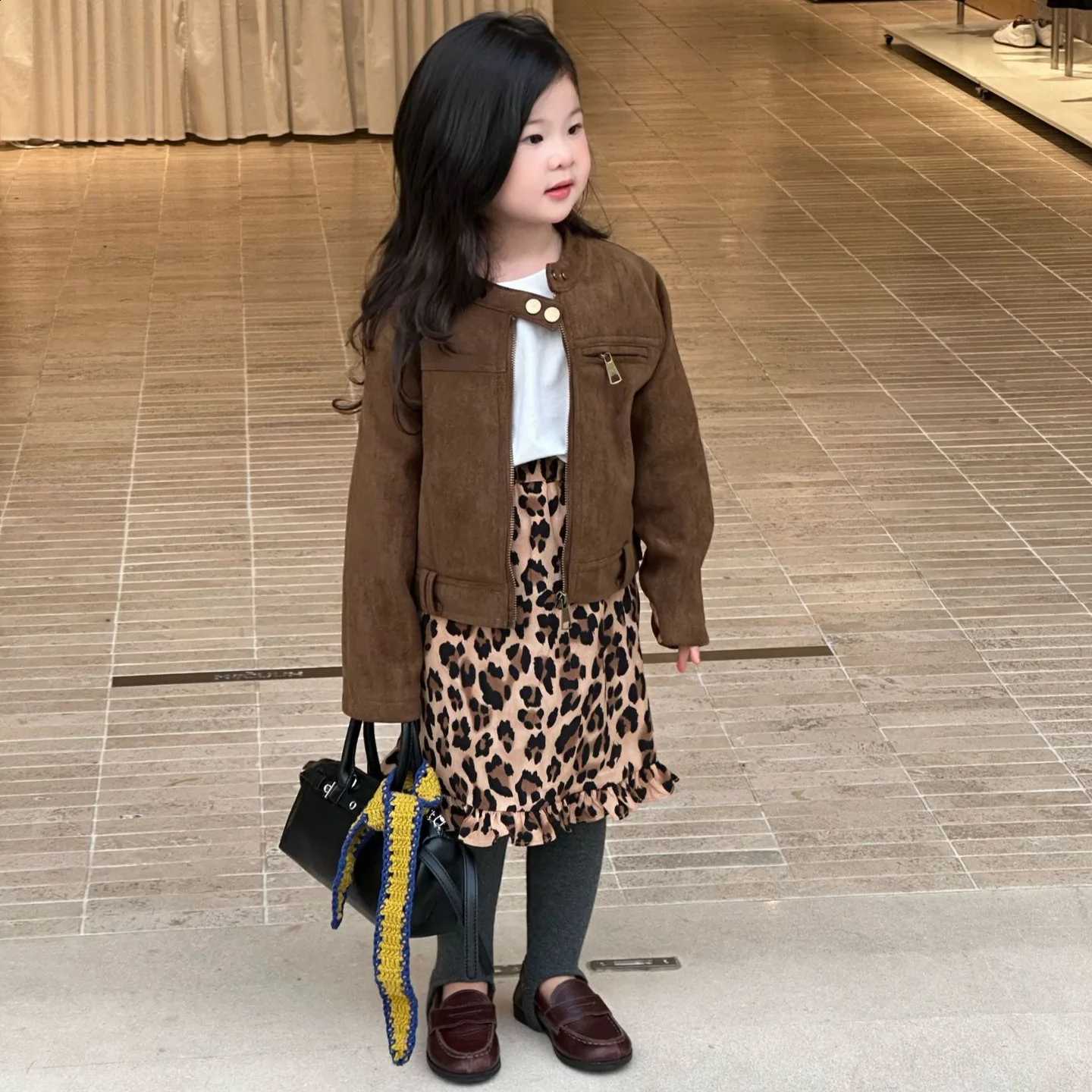 Autumn New 2025 Kids Clothing Korean Version of Kids Clothing Suede Short Jacket Fashionable Jacket Pants Boutique ClothingT260916