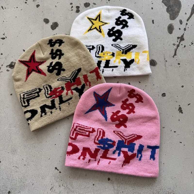 Unisex Jacquard 1pc beanie Hat with Star Print Casual and Versatile Warm for Autumn and Winter Outdoor Streetwear Hip-hop StyleT260916