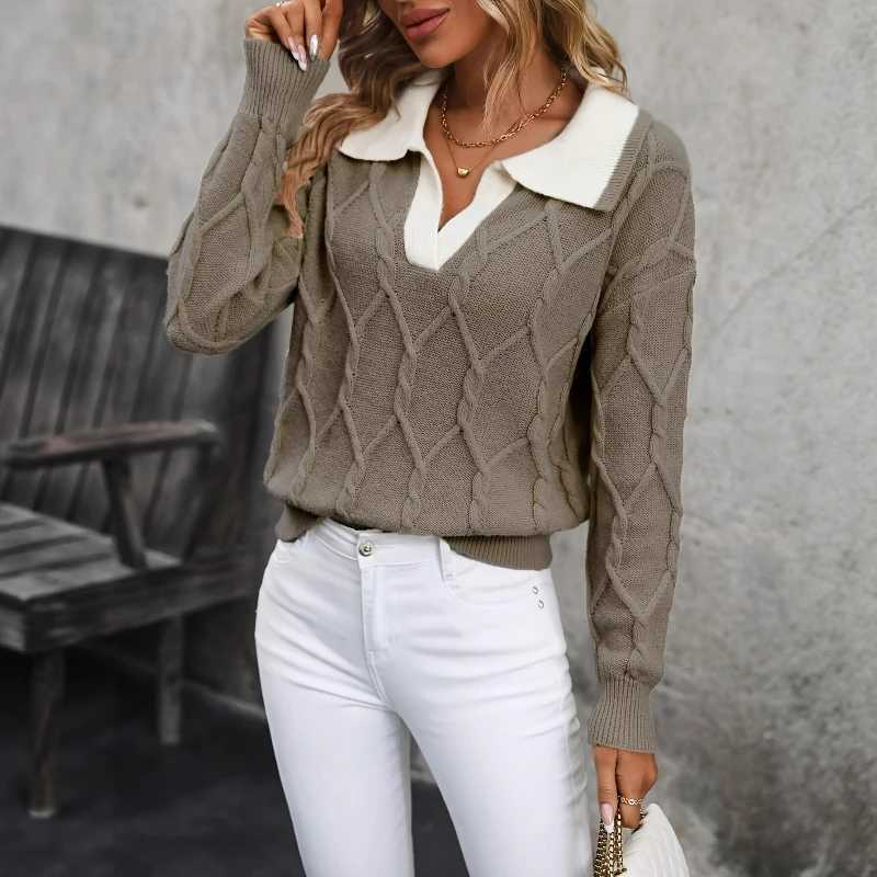 Women Sweaters V Neck Knit Full Sleeve Jumpers Casual Lapel Thick Solid Casual Sweater Warm Elegant Officce Lady Autumn 2026 S260917DFN0