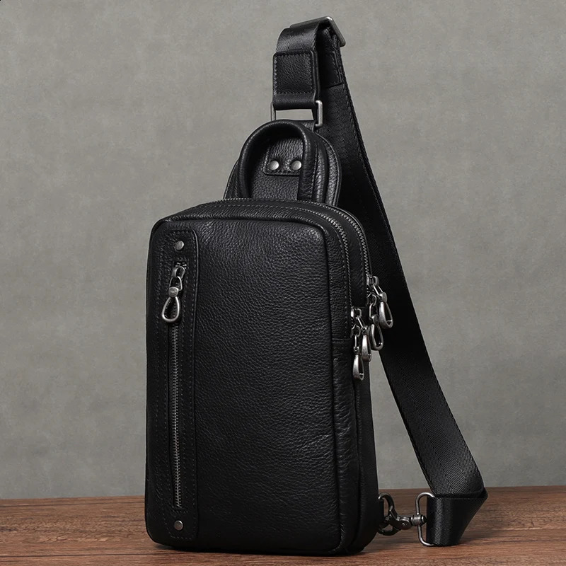 High Quality Men Chest Bag Pack Genuine Leatherr Crossbody Bags Fashion Shoulder Messenger Leather 260917