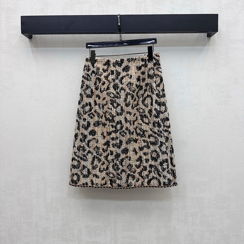 Designer Bodycon Leopard Skirt Women High Elastic A Line Sexy Vintage Colorblocked Dress Autumn Nightclub Date Elegant Dinner Skirts