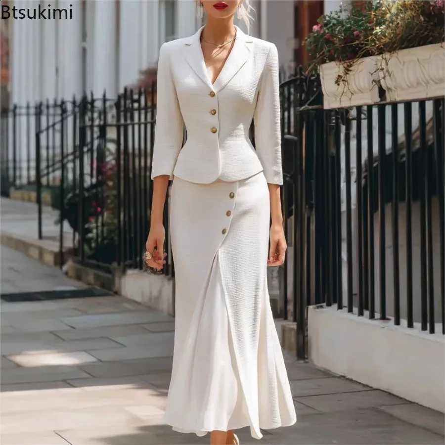 in Matching New Sets Women's 2026 Spring Autumn Slim Long Sleeve Blazers Tops and Skirts 2 Piece Sets Casual Office Ladies Suit C260917