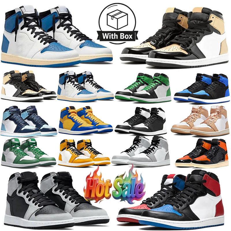 With Box Designer Basketball Shoes 1 1s University Blue Dar Mocha Chicago Top UNC Hyper Royal High Bloodline Satin-Snake Taupe Haze Men Trainers Sne