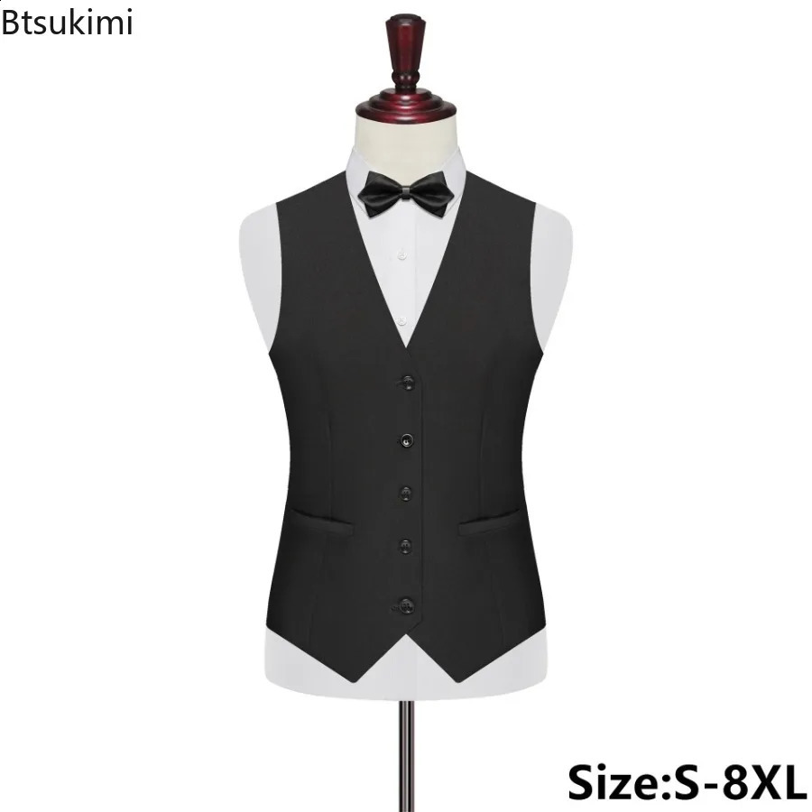 7XL 8XL Plus Size Suit Vest Men's Business Slim Dress Fashion Solid Single Breasted Vneck Wedding Party Formal Waistcoats 260917