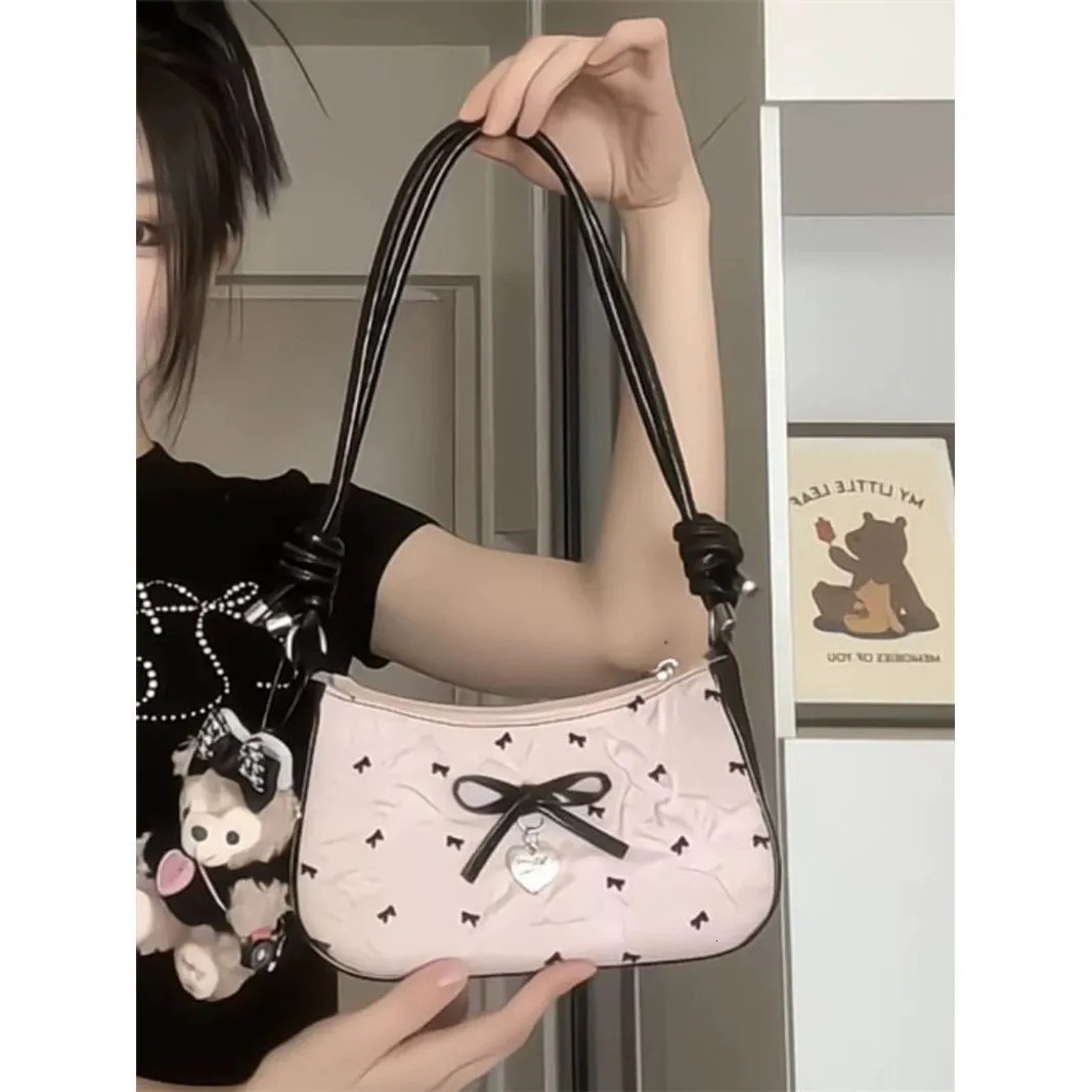2026 new model, manufacturer-produced pink bow underarm for women, summer, light luxury texture, small square shoulder bag