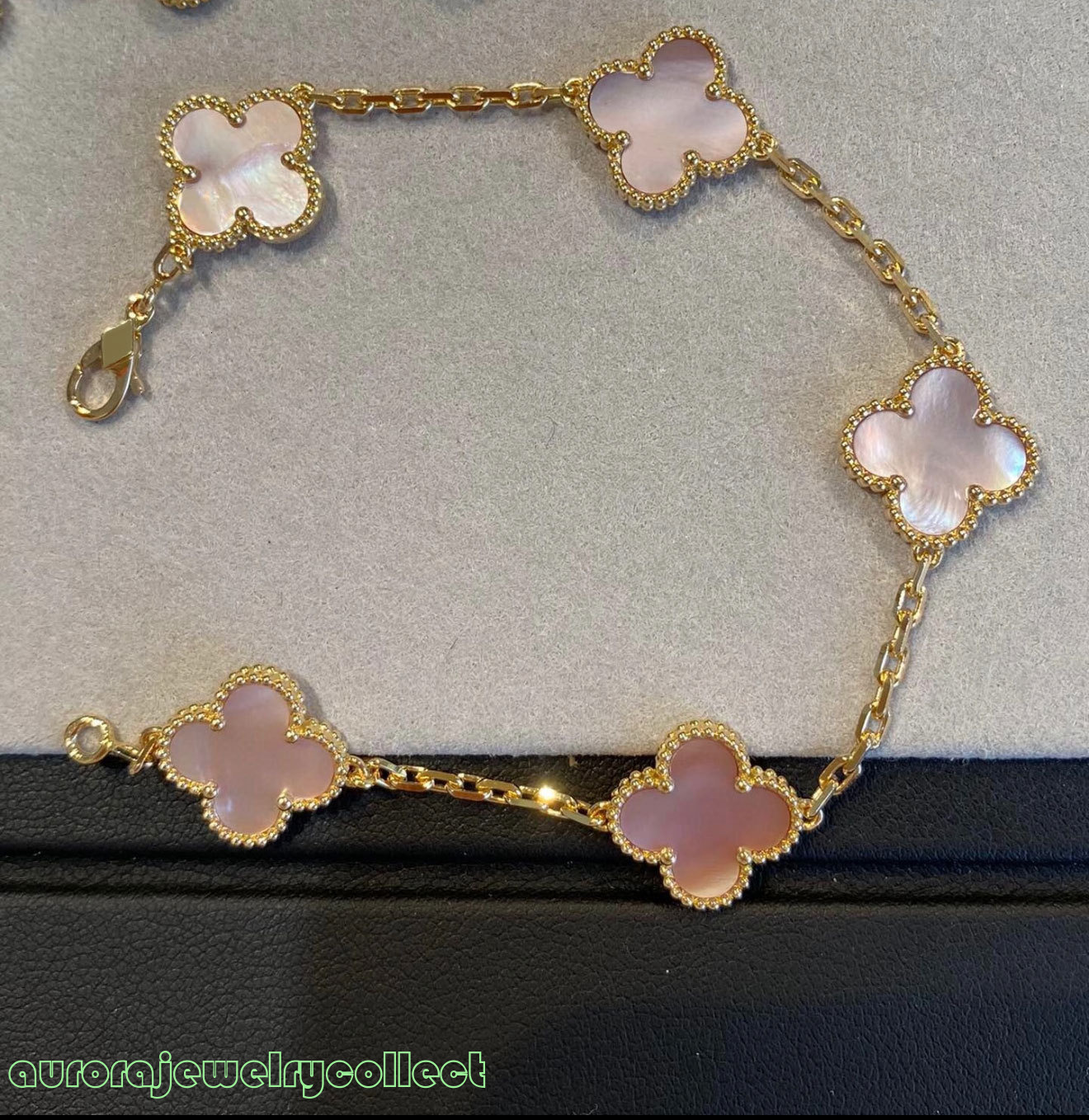 V Four-Leaf Clover Bracelet For Women Fully Diamond-Studded Rose Gold Plated