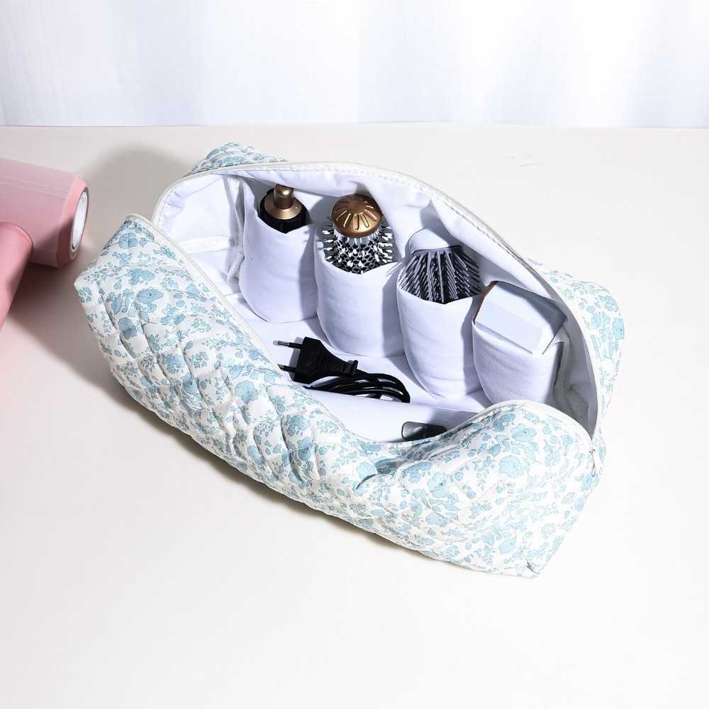 Cotton Added Simple Makeup Bag with Zipper Portable Storage Pouch Lightweight Large Capacity Hair Styling Tool Organizer TravelT260917