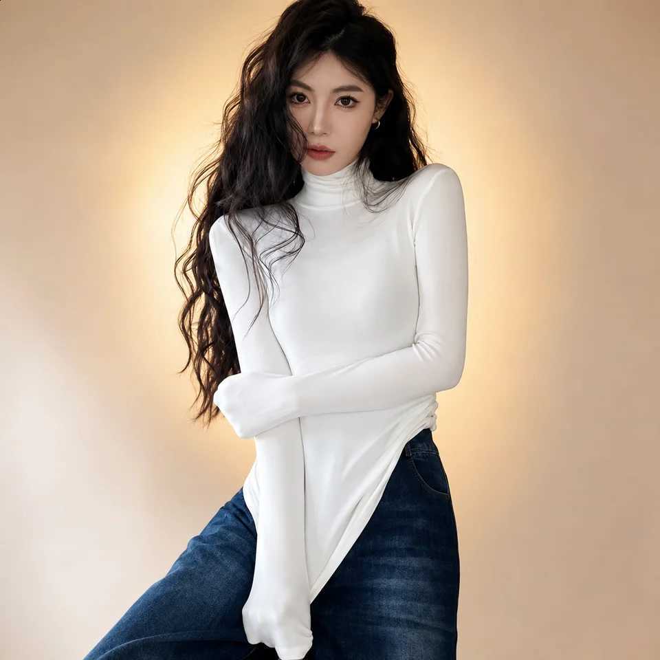 2PCS/SET Women Warm Vest Ladies High Top Neck Heat Retaining Stretchy Long Sleeve Undershirt Autumn Winter Slimming Inner Layer H260916
