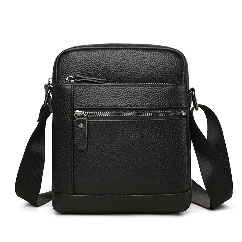 Men's y ner Genuine Leather Bag Simple Business Casual Shoulder Multiple Pockets Small Crossbody Bags for Men 260917