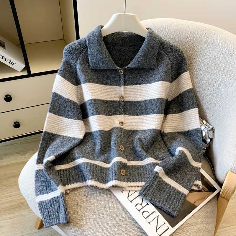 Women's Elegant French Style Striped Collar Long Sleeve Autumn Winter Sweater 2000S Fashionable Thermal Commute Clothing 2026 S260917ZK6X