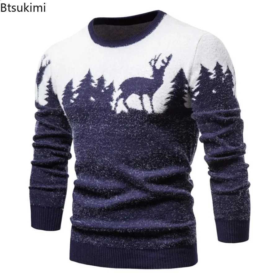 Men's Winter Autumn Knitted and Animal Sweater Casual Christmas Tree Deer Pullover Vintage Slim Fit Sweaters Male Clothes Top J260916