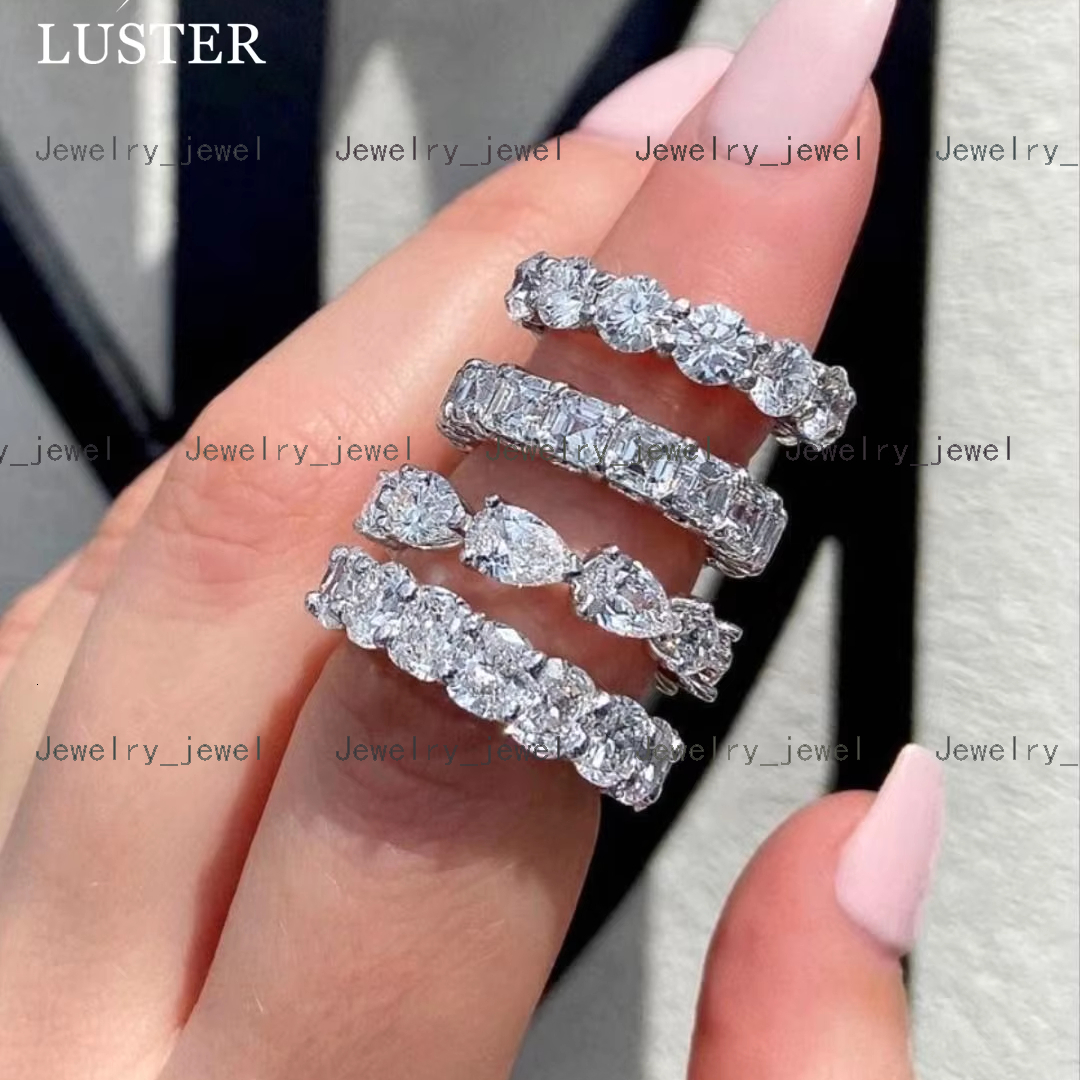 Luster Deposit Custom Bridal Band Design 10k/14k/18k Eternity Engagement Wedding Real Gold Moissanite Ring for Woman