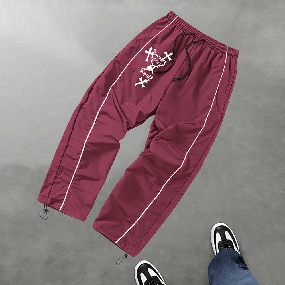 Athletic Trousers Men's With Chain And Cross Print Quick Drying Drawstring Suitable For Outdoor Fitness Running And CyclingT260917