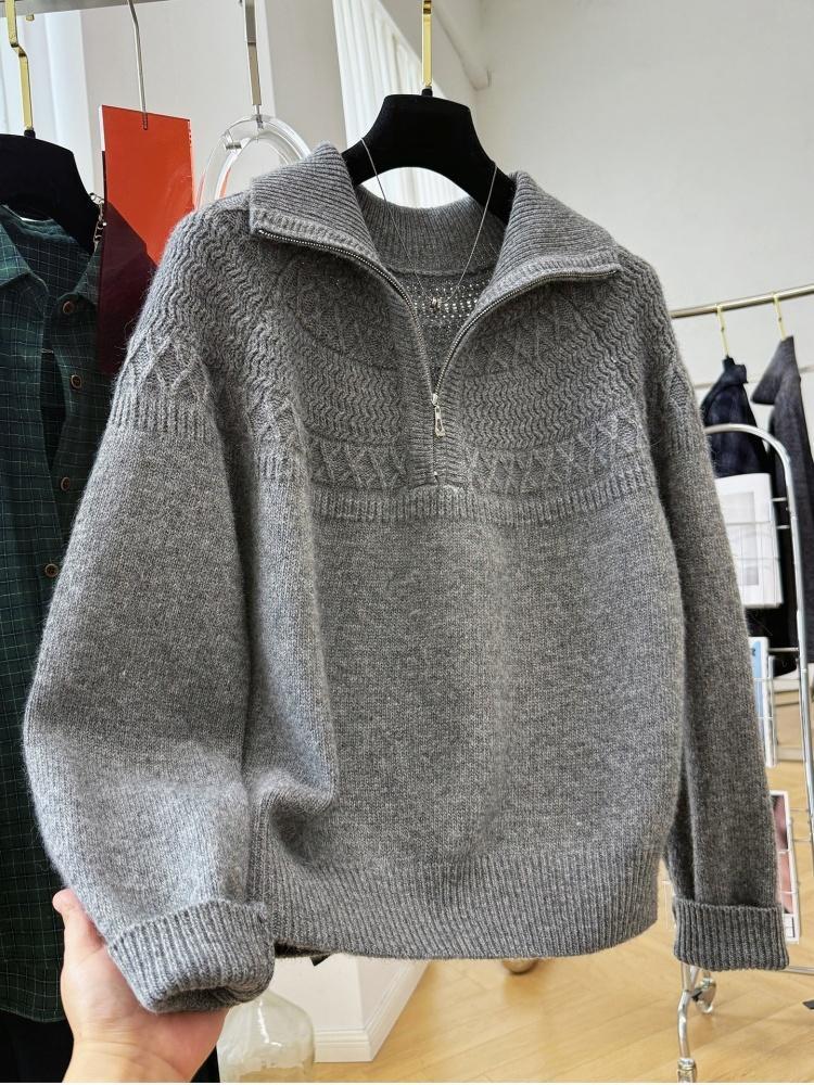 Women Autumn Winter Korean Style Half Zip Turtleneck Pullover Sweater Loose Inner Single Wear Casual Ladies Knit Top J260917