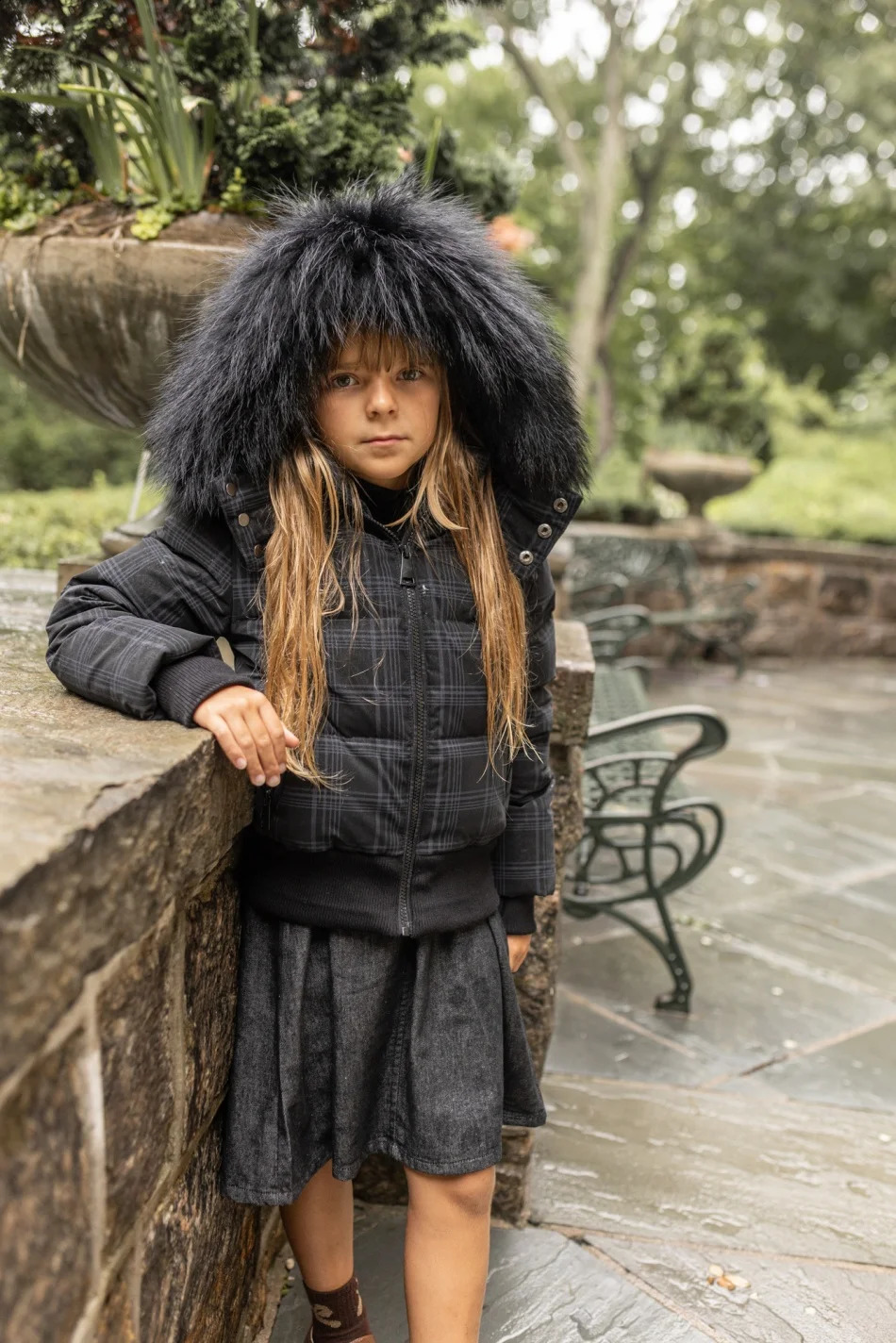 AP 2026AW Black plaid coats filled white duck down children coats 100% waterproof Functional fabric260916