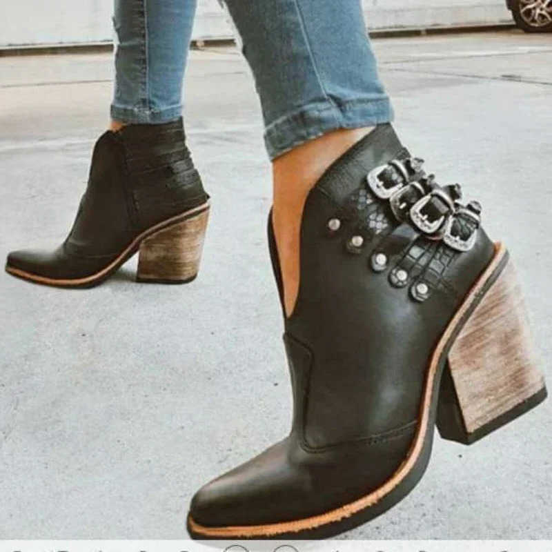 Women fa1 Boots Female Waterproof Short Boots High Heels SlipUnisex Ankle Winter Boots Plus Size 43 Botas Femininas 2024 D260917
