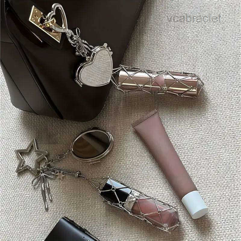 and American Hot European Sale Ins Style Women's Fashion Storage Mirror Box Lipstick Bag Mesh Pouch Keychain Pendant