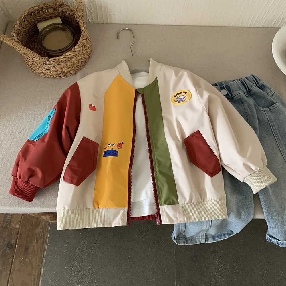 Trend Jacket Cardigan Baseball Jacket Color Blocking Boys Children Spring Autumn Fashionable Personality All-matchingT260916
